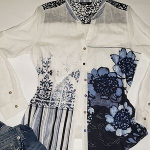 Desigual Print Lace Blouse